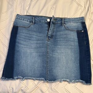 Dex Two-Tone Denim Mini Skirt